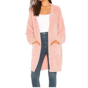 Tularosa‎ Prescott pink chenille knit open front long cardigan size Small